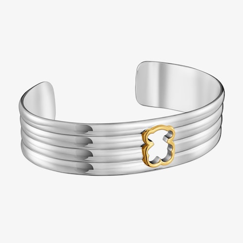Pulsera esclava de acero y oso bicolor 16 mm TOUS Galia