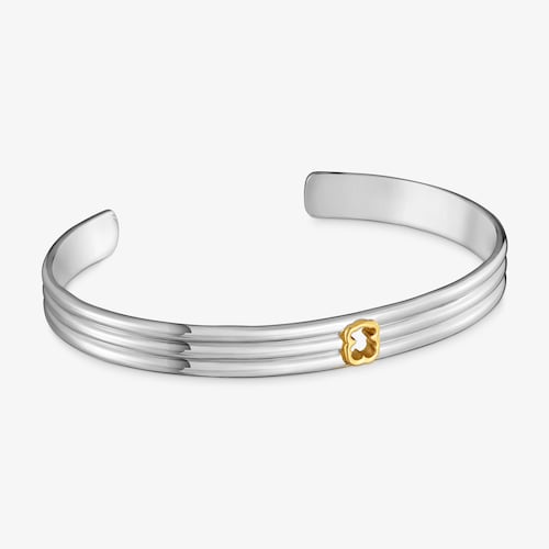 Pulsera esclava de acero y oso bicolor 7 mm TOUS Galia