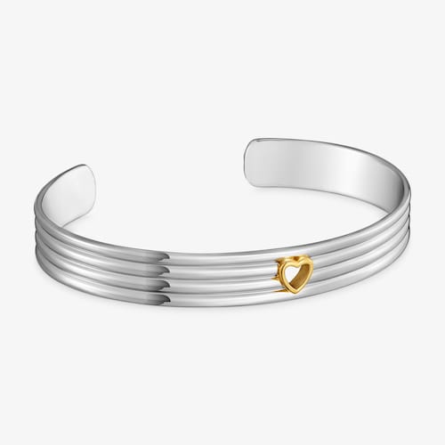 Pulsera esclava de acero y coraz&oacute;n bicolor 9 mm TOUS Galia