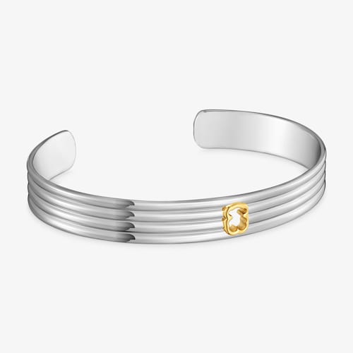 Pulsera esclava de acero y oso bicolor 9 mm TOUS Galia