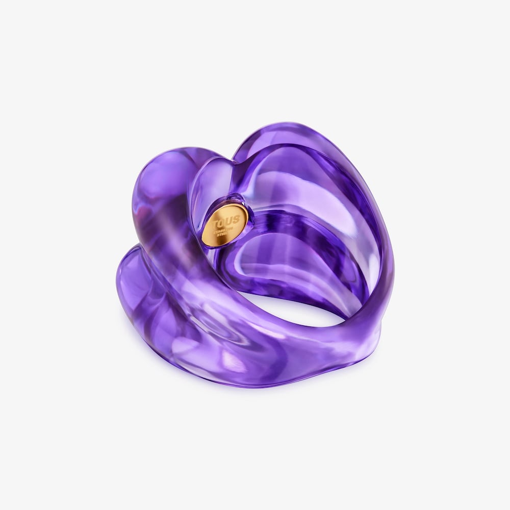 Anillo flor de resina y cromodi&oacute;psido Bold Motif