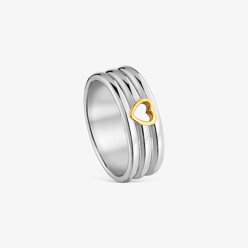 Anillo de acero y coraz&oacute;n bicolor 7 mm TOUS Galia