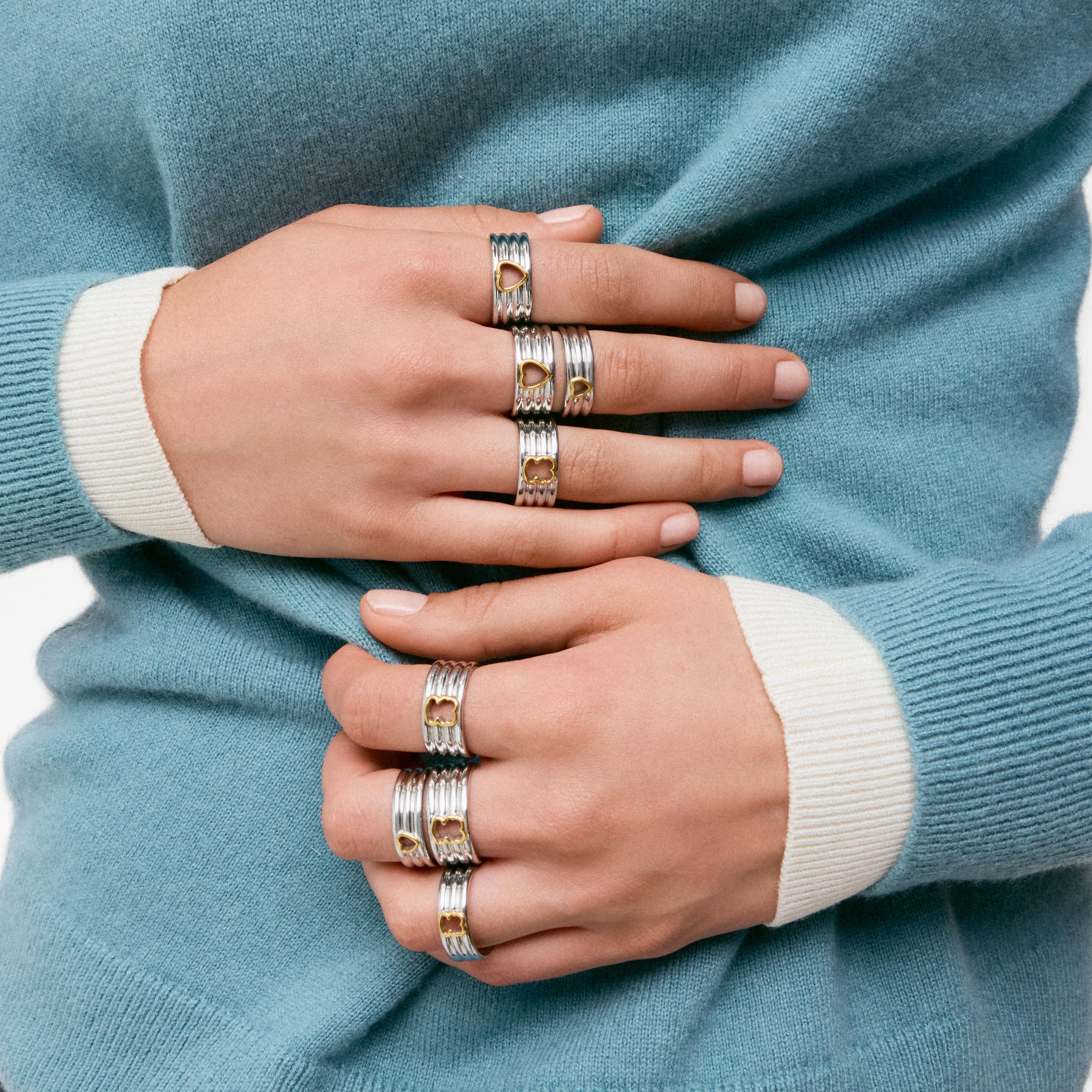 mm steel Ring with two-tone heart TOUS Galia