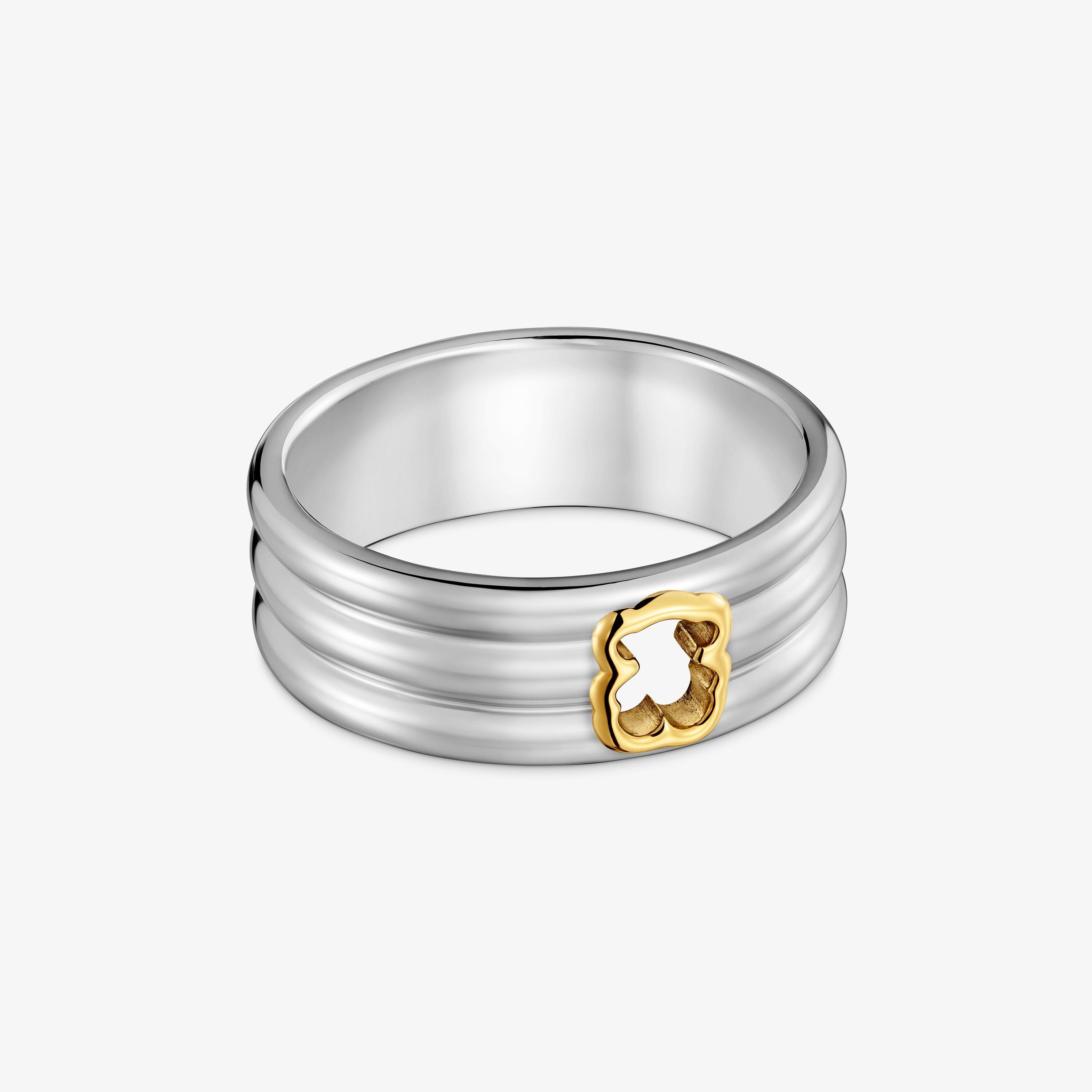 mm steel Ring with two-tone bear TOUS Galia