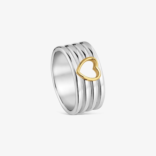 Anillo de acero y coraz&oacute;n bicolor 9 mm TOUS Galia