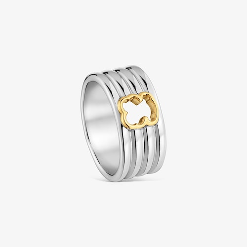 Anillo de acero y oso bicolor 9 mm TOUS Galia