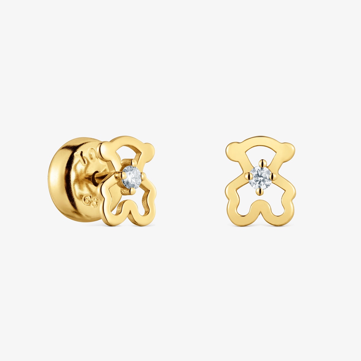 Pendientes Oso De Oro 9 Kt Y Diamantes Kaos