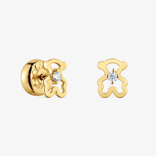 Pendientes oso de oro 9 kt y diamantes Kaos