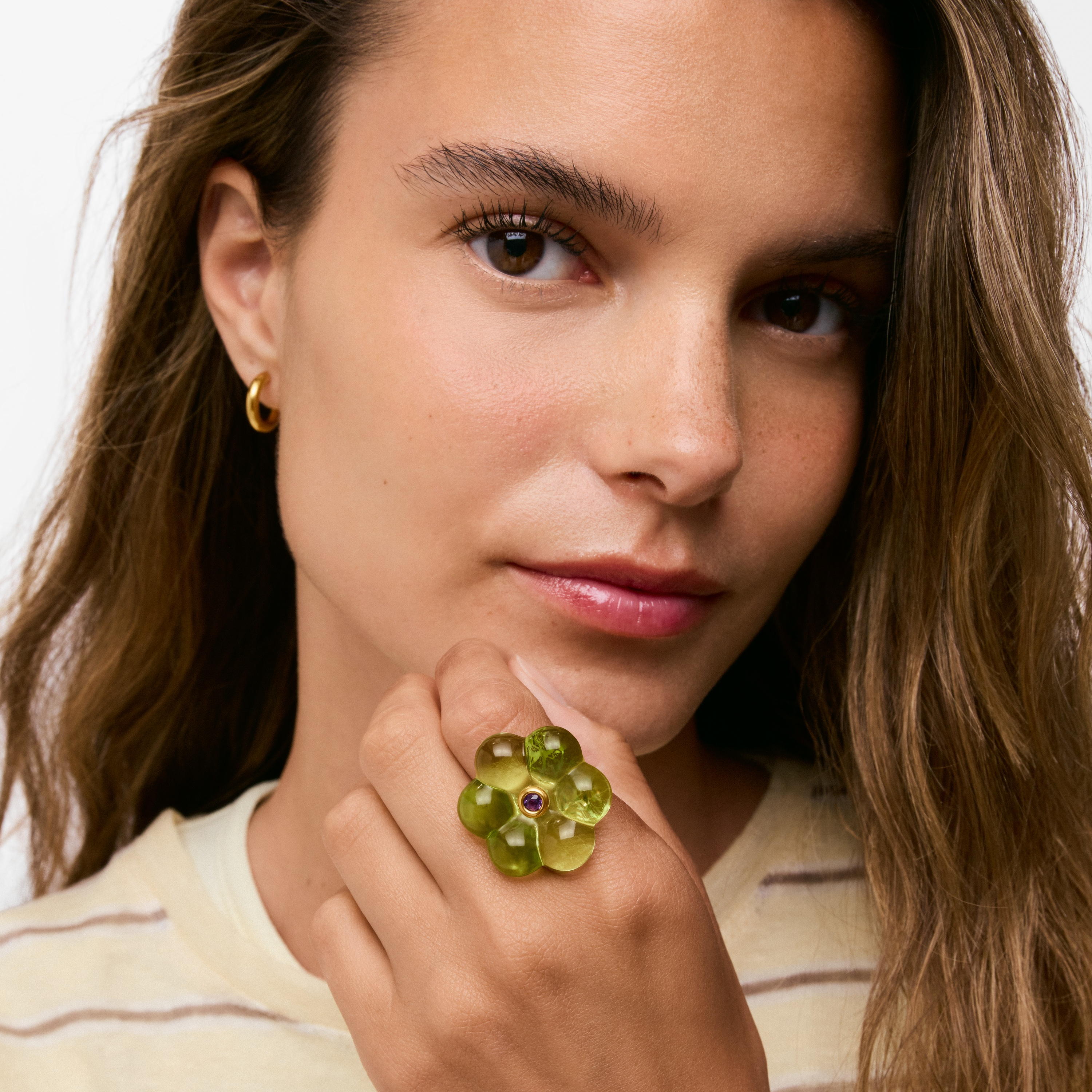 Resin and amethyst flower Ring TOUS Bold Motif