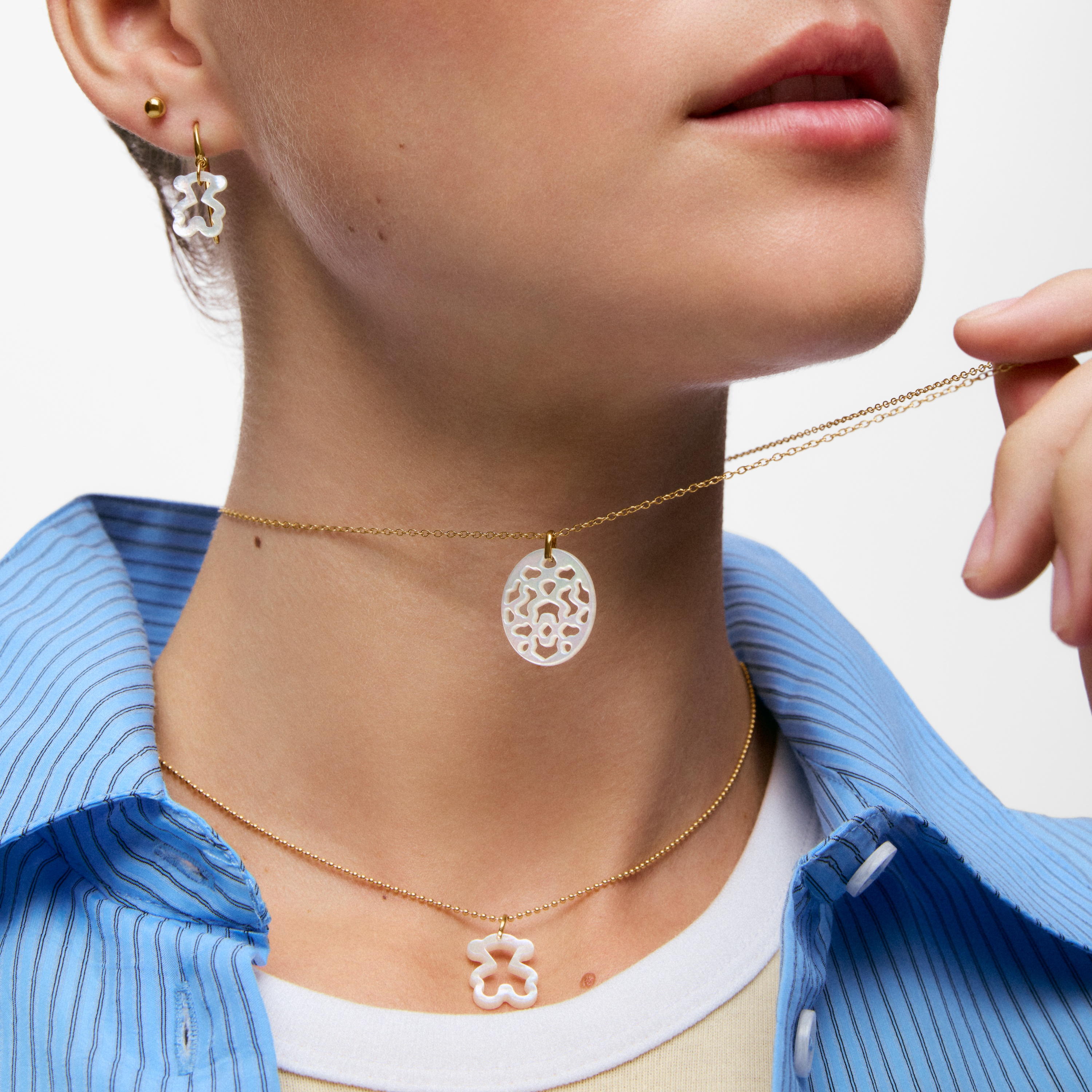 9kt gold and mother-of-pearl Necklace TOUS Kaos Nacar