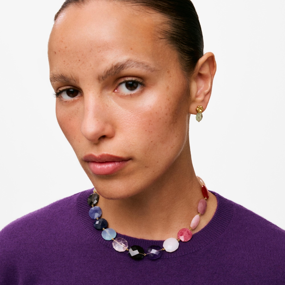 Collar con ba&ntilde;o de oro 18 kt y gemas Bold Motif