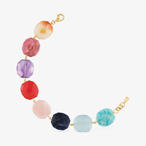 Pulsera con ba&ntilde;o de oro 18 kt y gemas Bold Motif