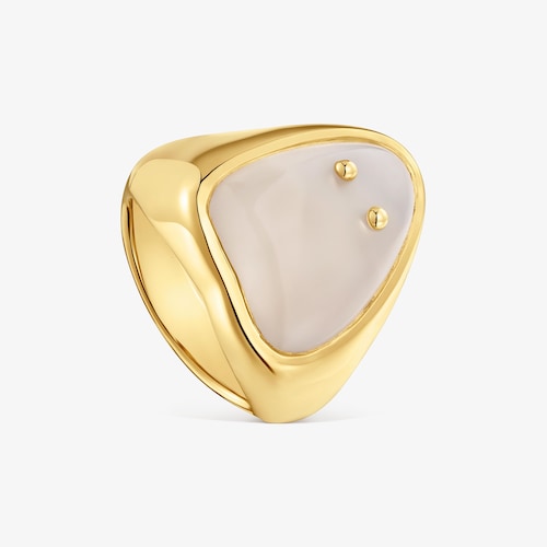 Anell segell amb bany d&rsquo;or de 18&nbsp;ct sobre plata i quars TOUS Boo
