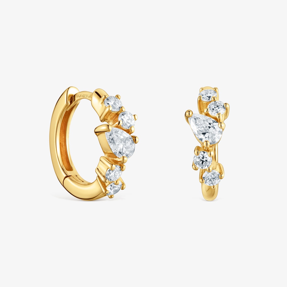 Pendientes Aro De Oro 9 Kt Y Diamantes Creados En Laboratorio Irisé Lgd