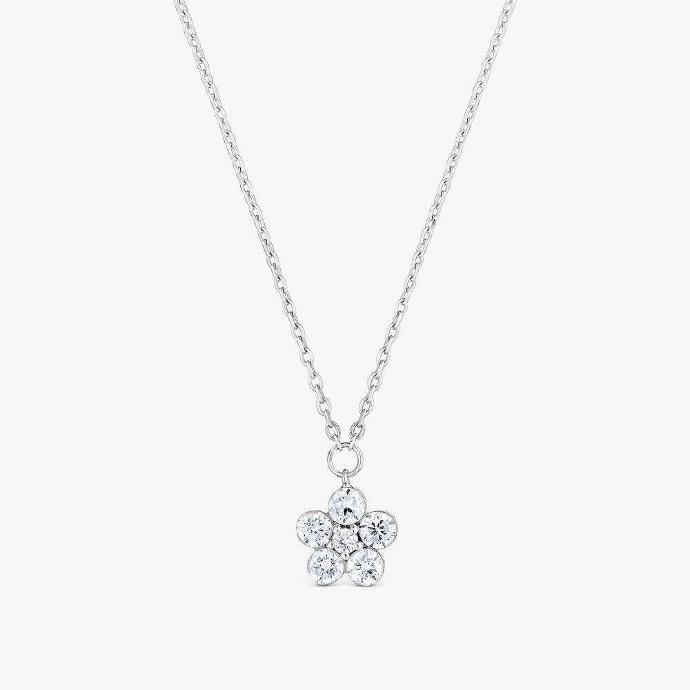 Collar flor de oro blanco 9 kt y diamante creado en laboratorio TOUS Iris&eacute; LGD