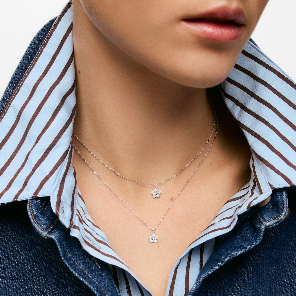 Collar flor de oro blanco 9 kt y diamante creado en laboratorio TOUS Iris&eacute; LGD