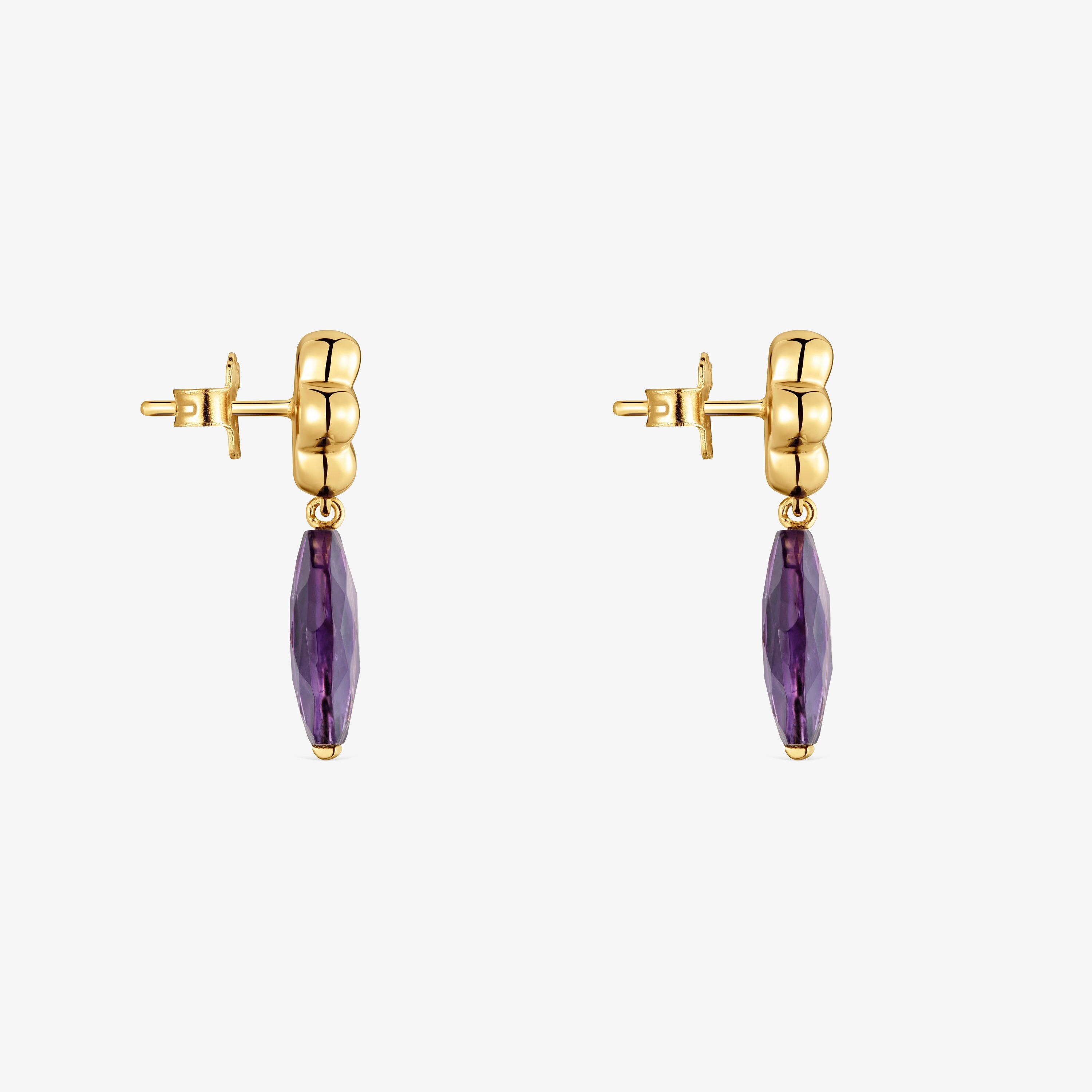 Earrings with 18kt gold vermeil and amethyst TOUS Bold Motif