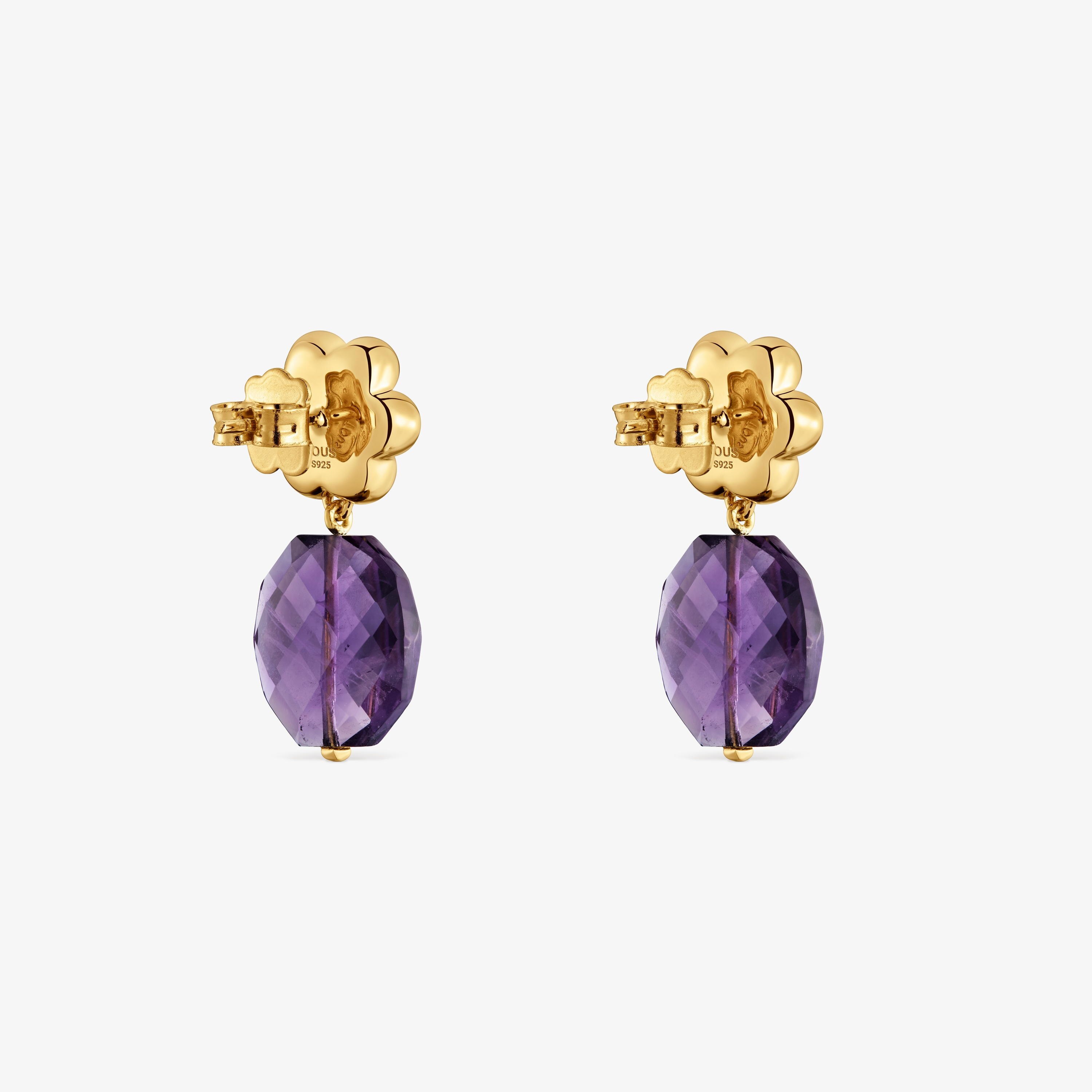 Earrings with 18kt gold vermeil and amethyst TOUS Bold Motif