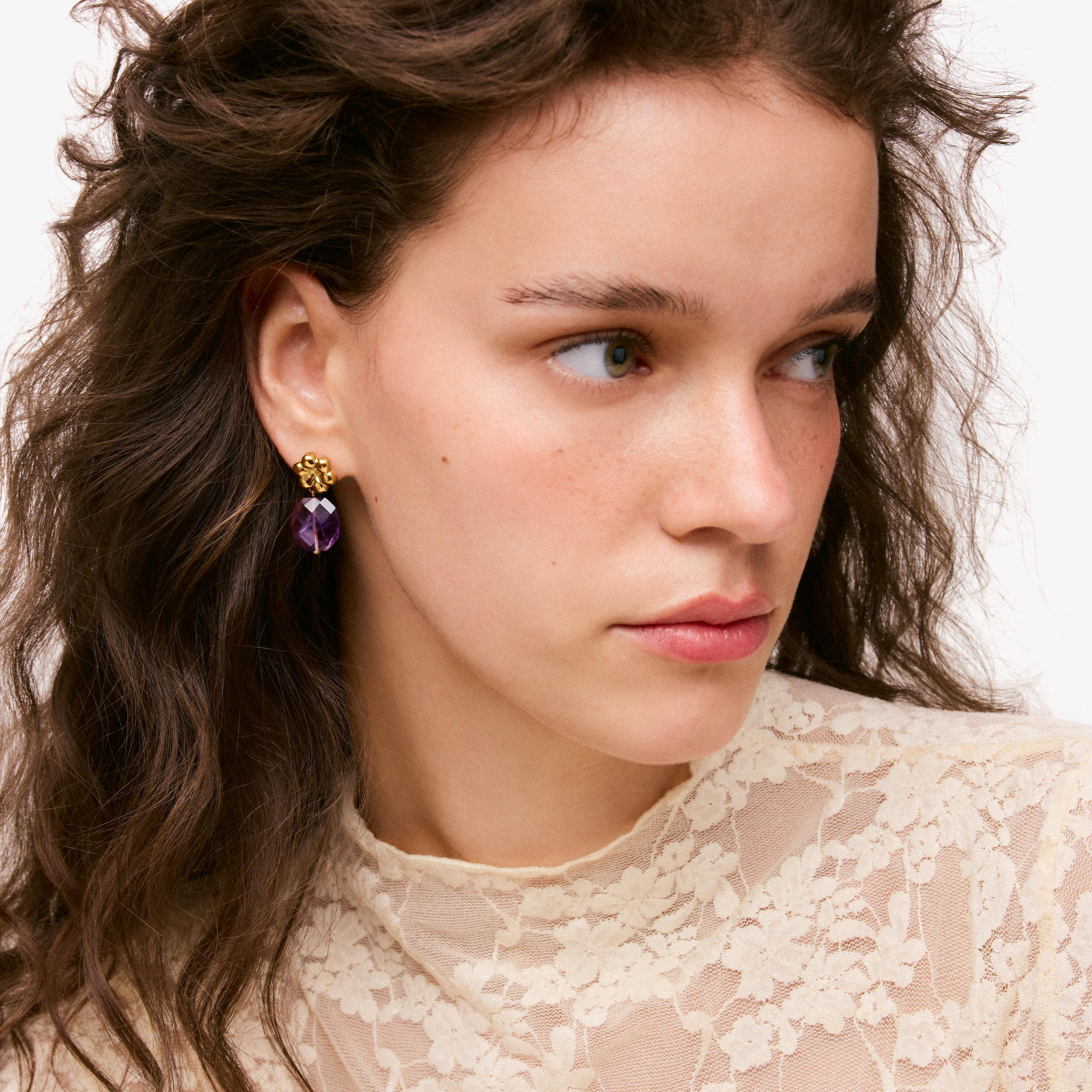 Earrings with 18kt gold vermeil and amethyst TOUS Bold Motif