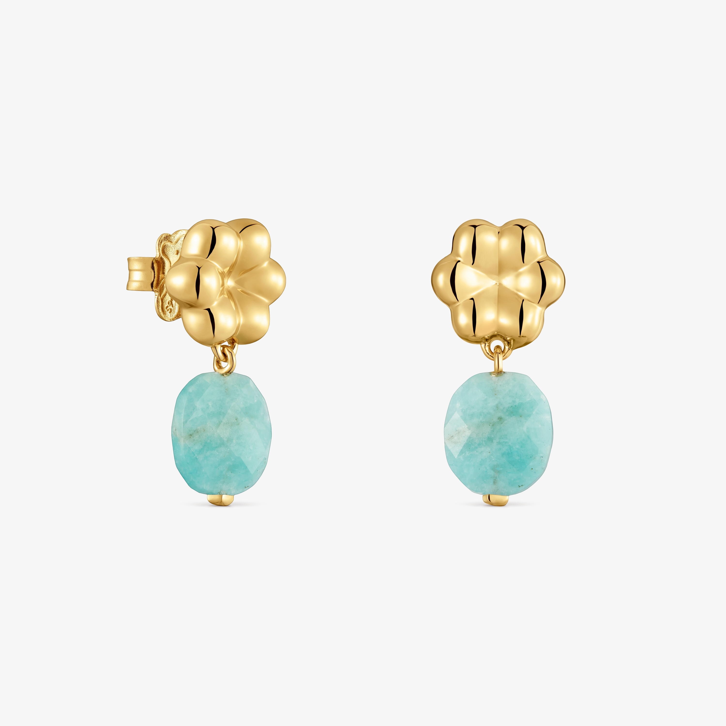 Earrings with 18kt gold vermeil and amazonite TOUS Bold Motif