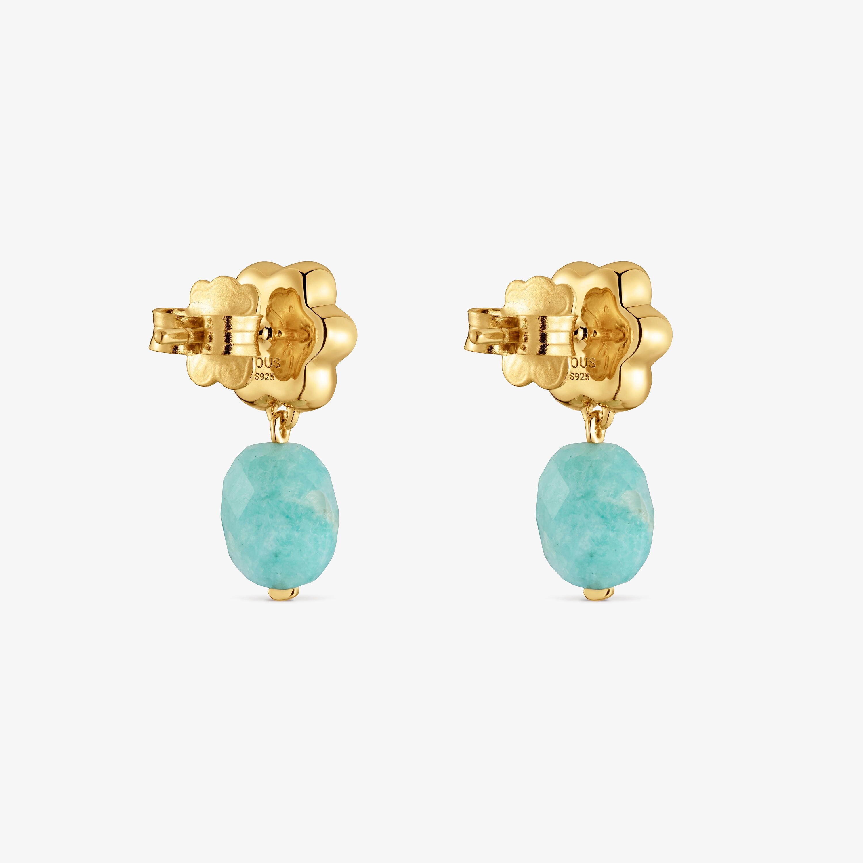 Earrings with 18kt gold vermeil and amazonite TOUS Bold Motif