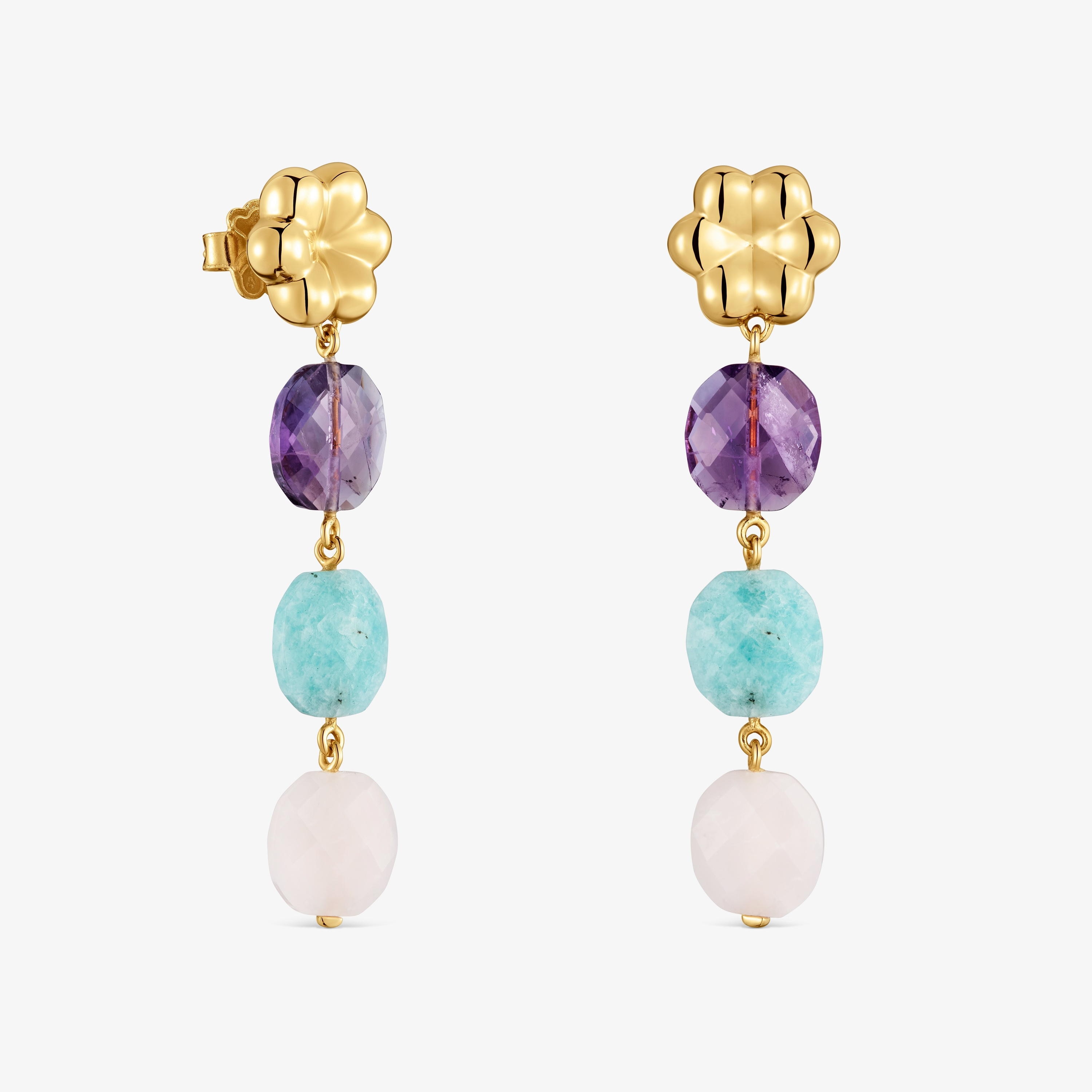 Long Earrings with 18kt gold vermeil and gemstones TOUS Bold Motif