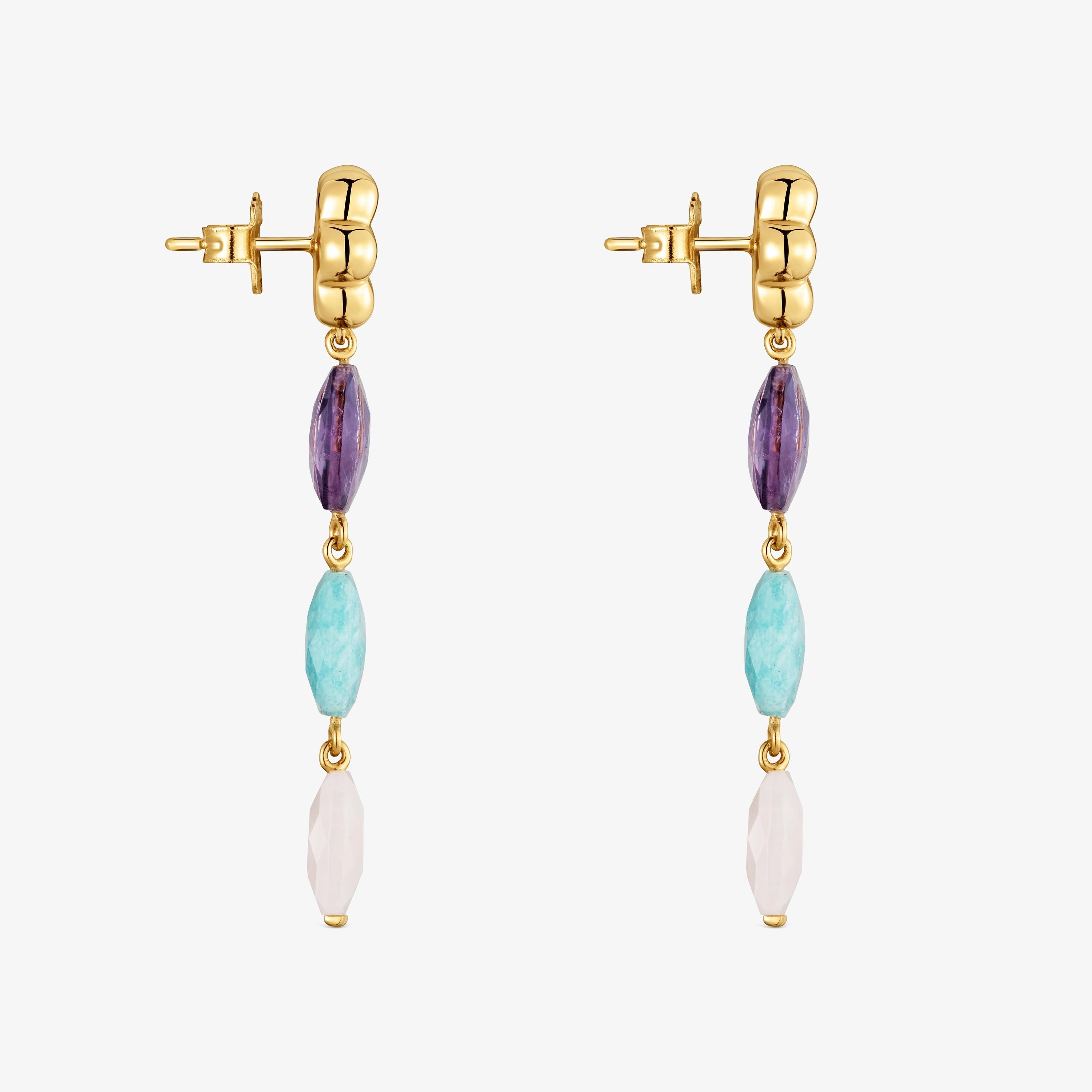 Long Earrings with 18kt gold vermeil and gemstones TOUS Bold Motif