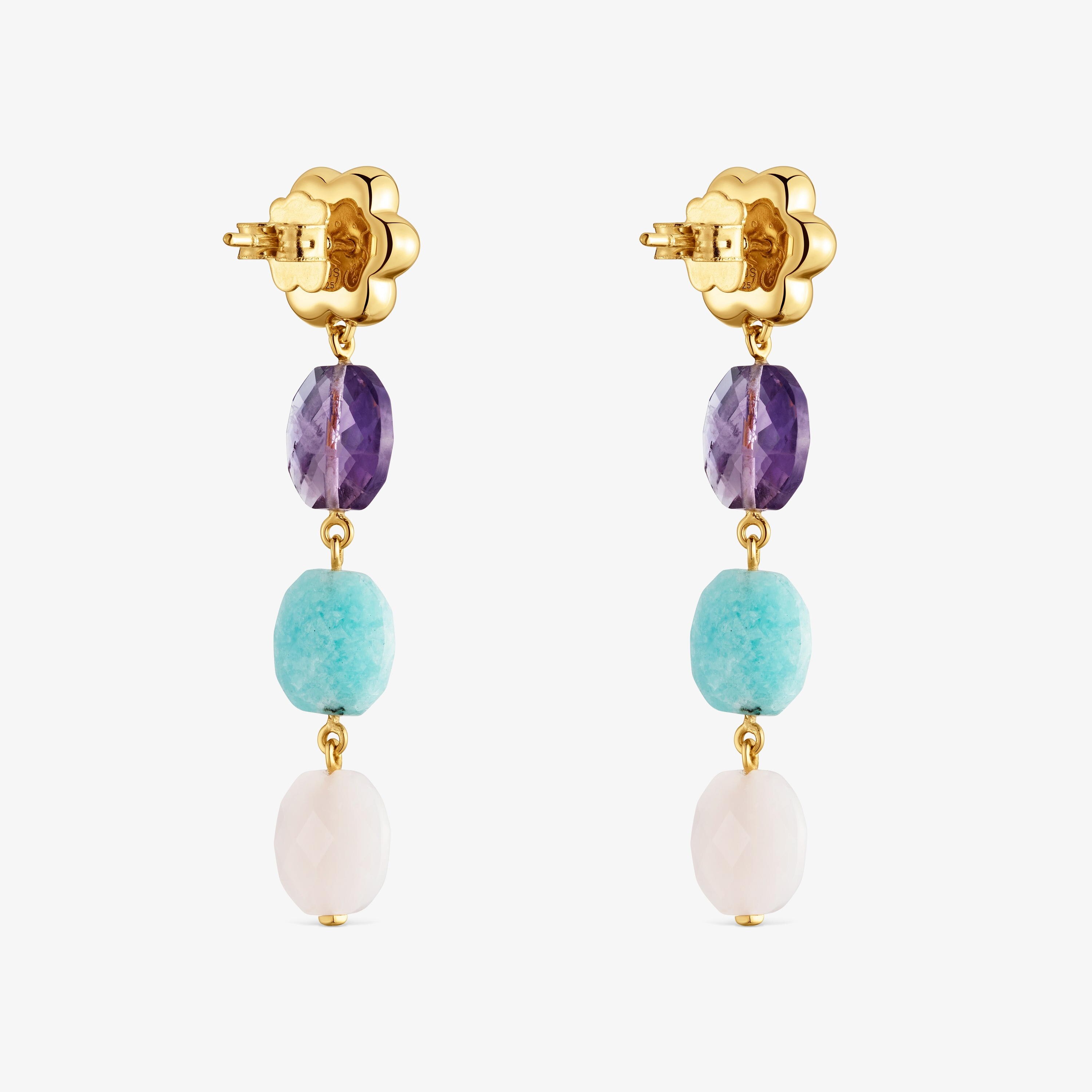 Long Earrings with 18kt gold vermeil and gemstones TOUS Bold Motif