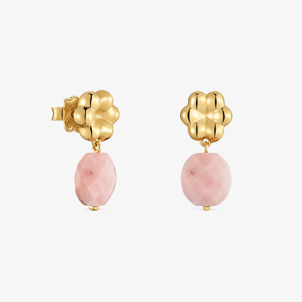 Pendientes con ba&ntilde;o de oro 18 kt sobre plata y &oacute;palo Bold Motif