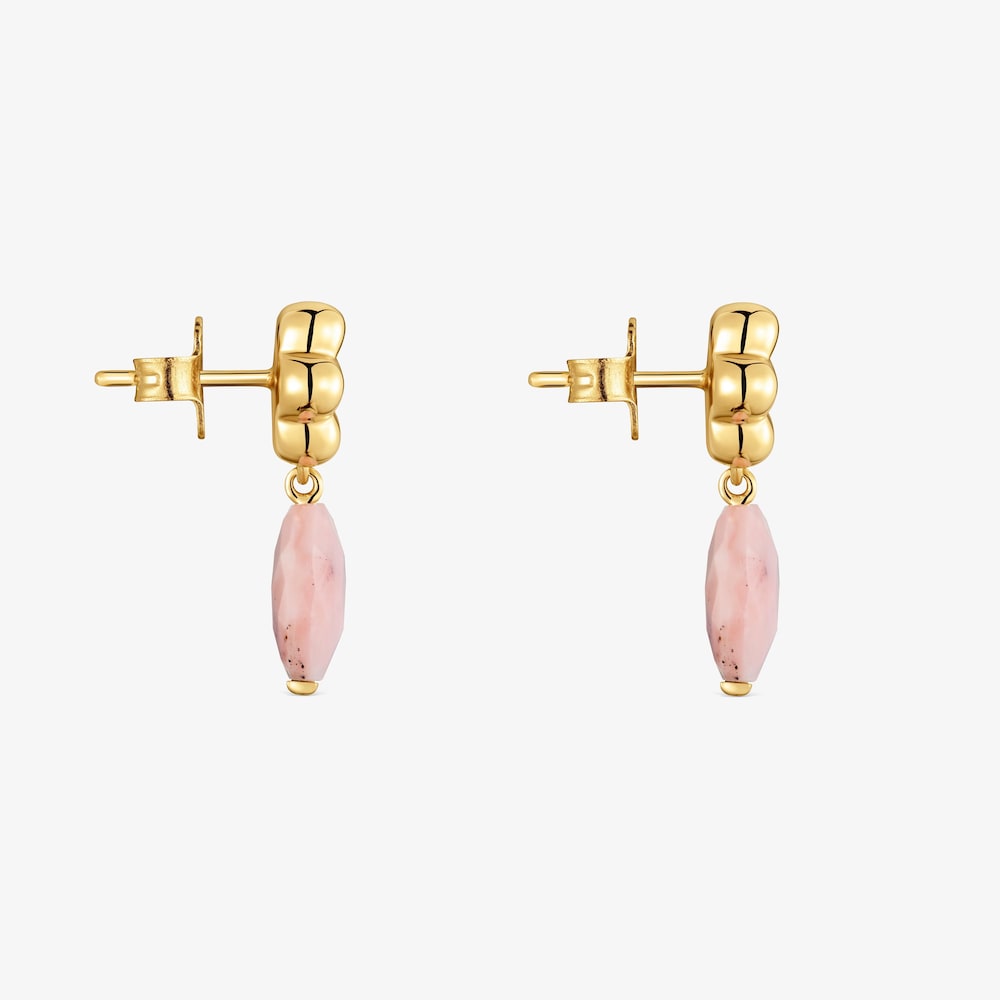 Pendientes con ba&ntilde;o de oro 18 kt sobre plata y &oacute;palo Bold Motif