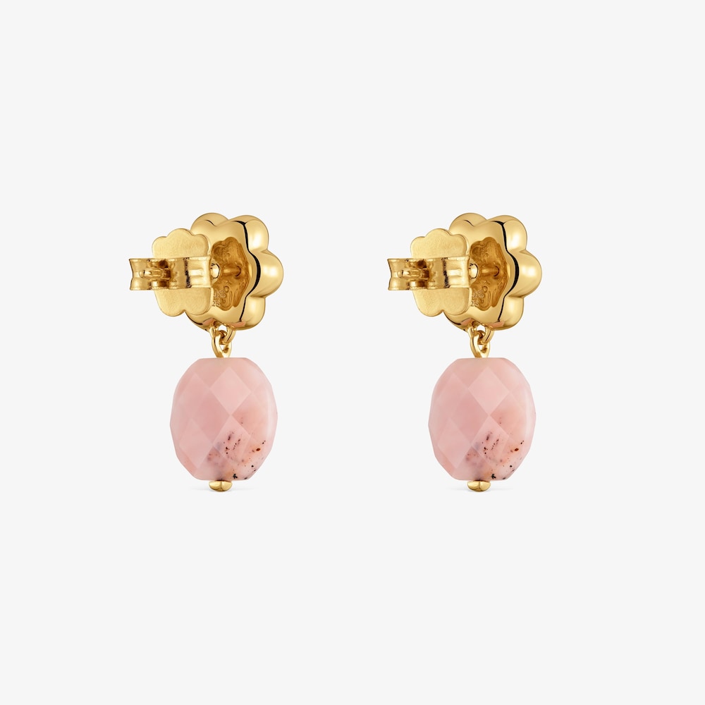 Pendientes con ba&ntilde;o de oro 18 kt sobre plata y &oacute;palo Bold Motif