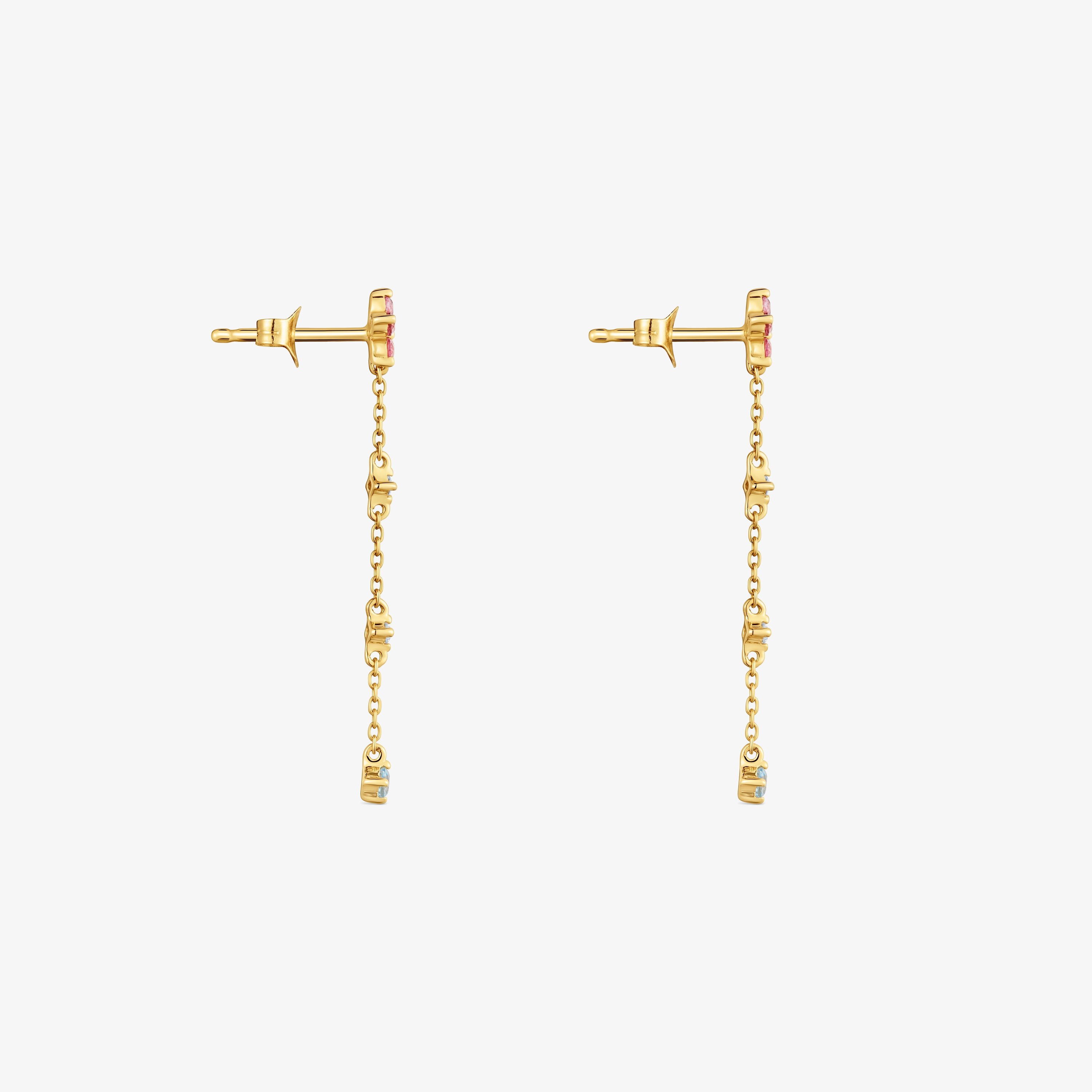 Long 9kt gold, gemstones and lab-grown diamond Earrings TOUS Irisé LGD