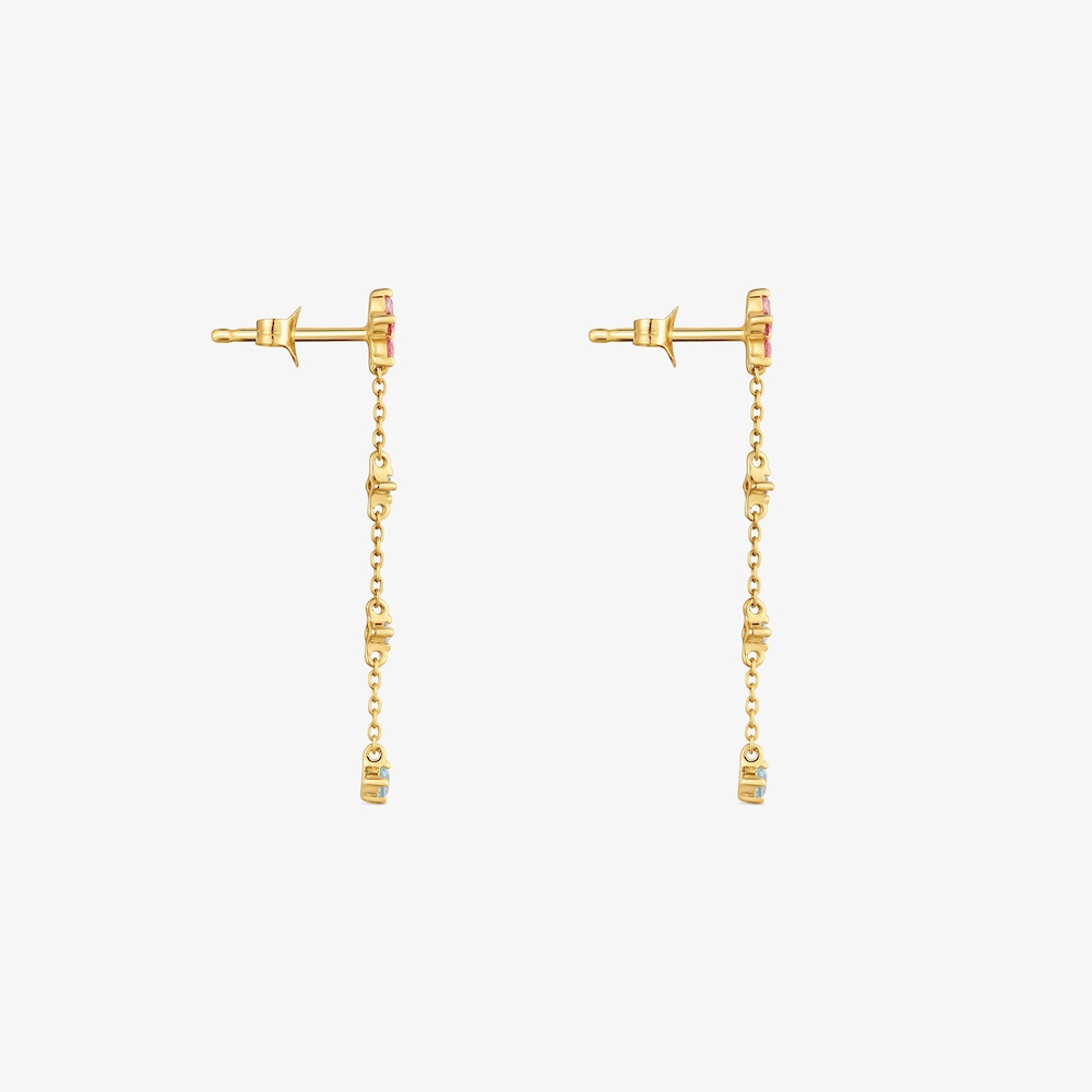 Pendientes largos de oro 9 kt, gemas y diamantes creados en laboratorio TOUS Iris&eacute; LGD