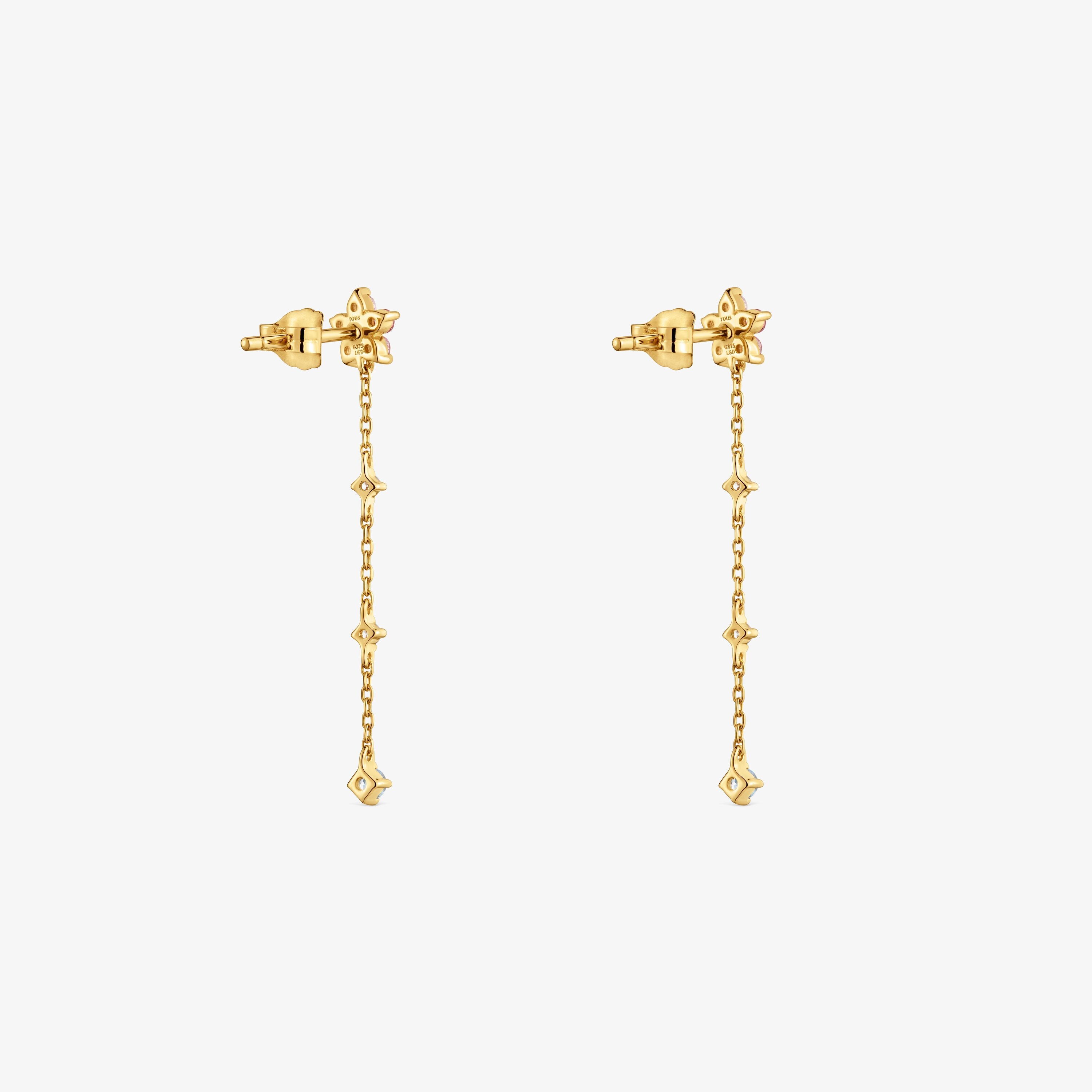 Long 9kt gold, gemstones and lab-grown diamond Earrings TOUS Irisé LGD
