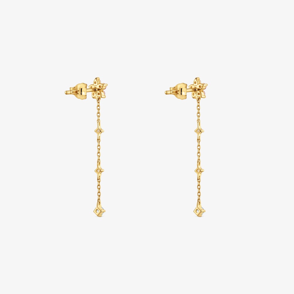 Pendientes largos de oro 9 kt, gemas y diamantes creados en laboratorio TOUS Iris&eacute; LGD