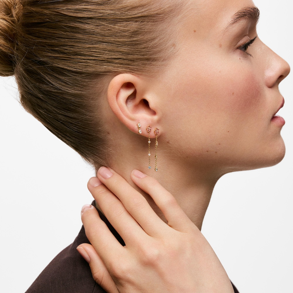Pendientes largos de oro 9 kt, gemas y diamantes creados en laboratorio TOUS Iris&eacute; LGD