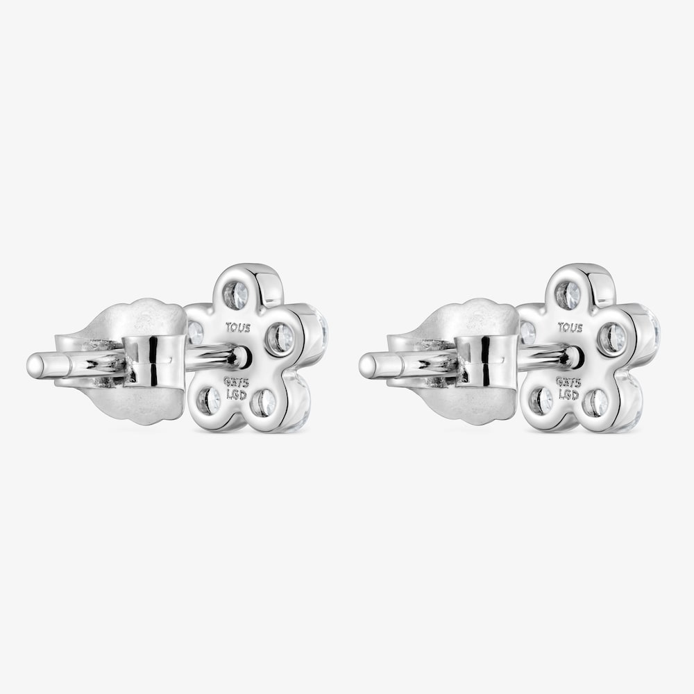 Pendientes flor de oro blanco 9 kt y diamantes creados en laboratorio TOUS Iris&eacute; LGD