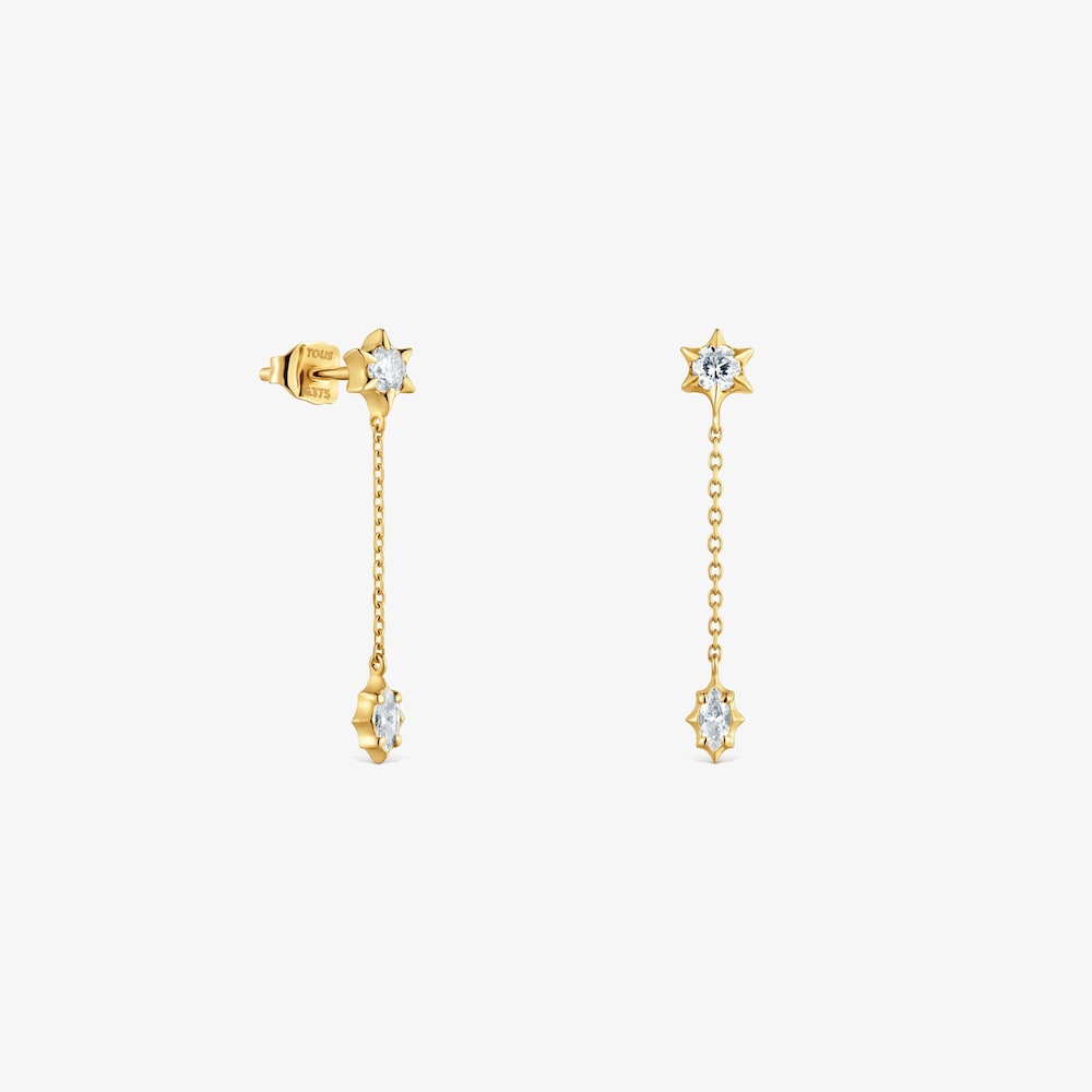 Pendientes largos de oro 9 kt y diamantes creados en laboratorio TOUS Iris&eacute; LGD