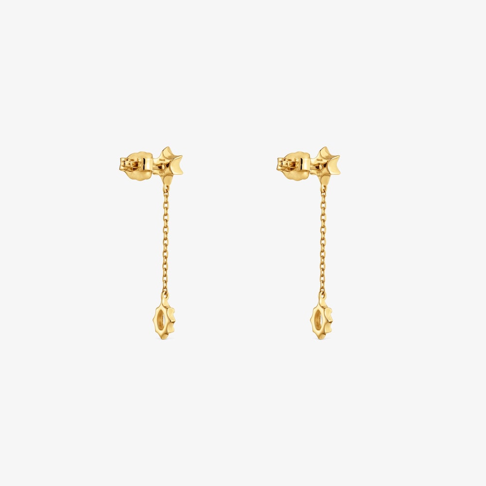 Pendientes largos de oro 9 kt y diamantes creados en laboratorio TOUS Iris&eacute; LGD