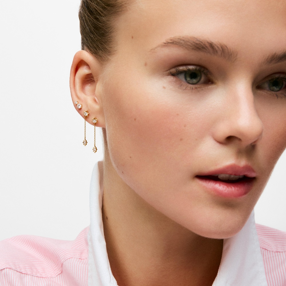Pendientes largos de oro 9 kt y diamantes creados en laboratorio TOUS Iris&eacute; LGD