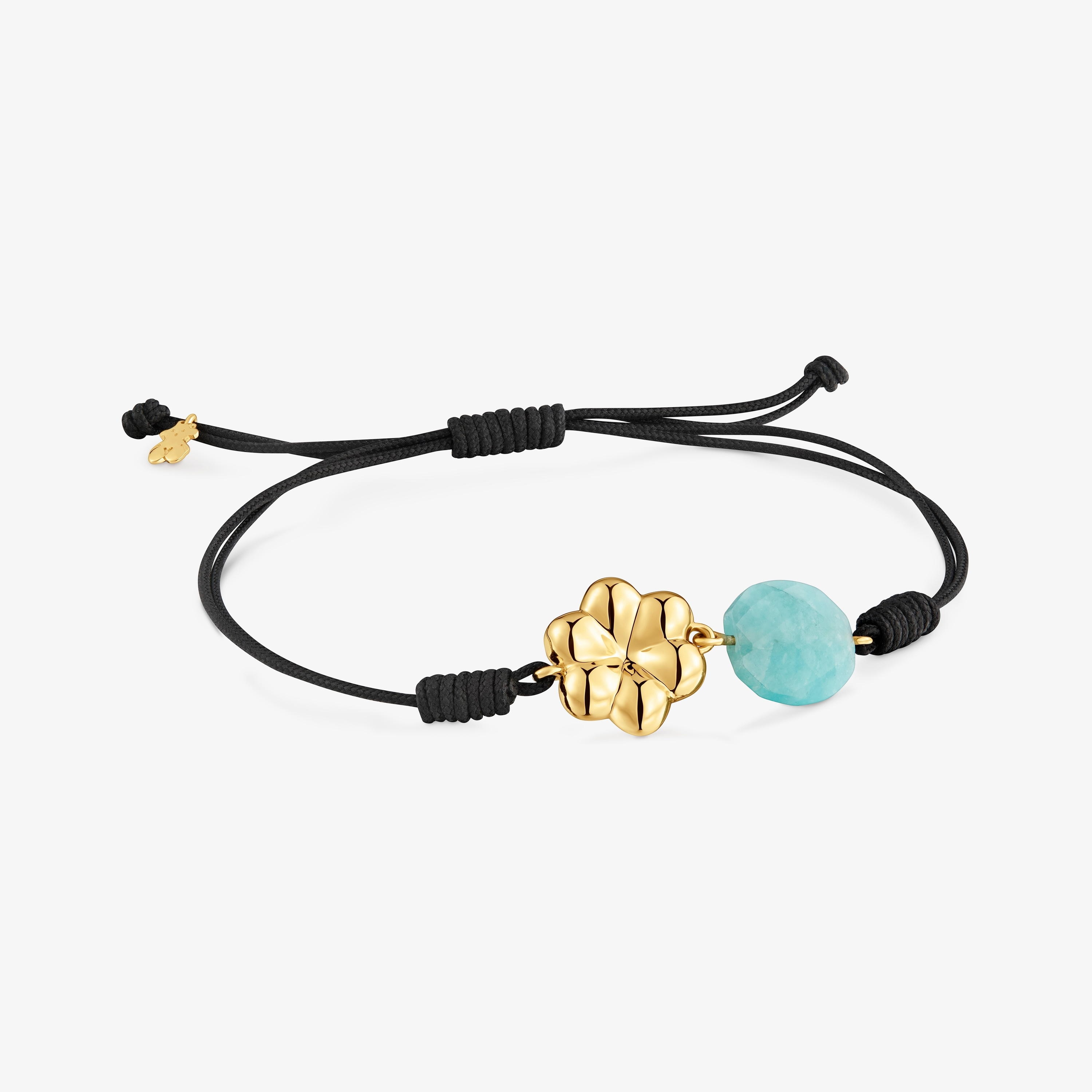 Nylon Bracelet with 18kt gold vermeil and amazonite TOUS Bold Motif