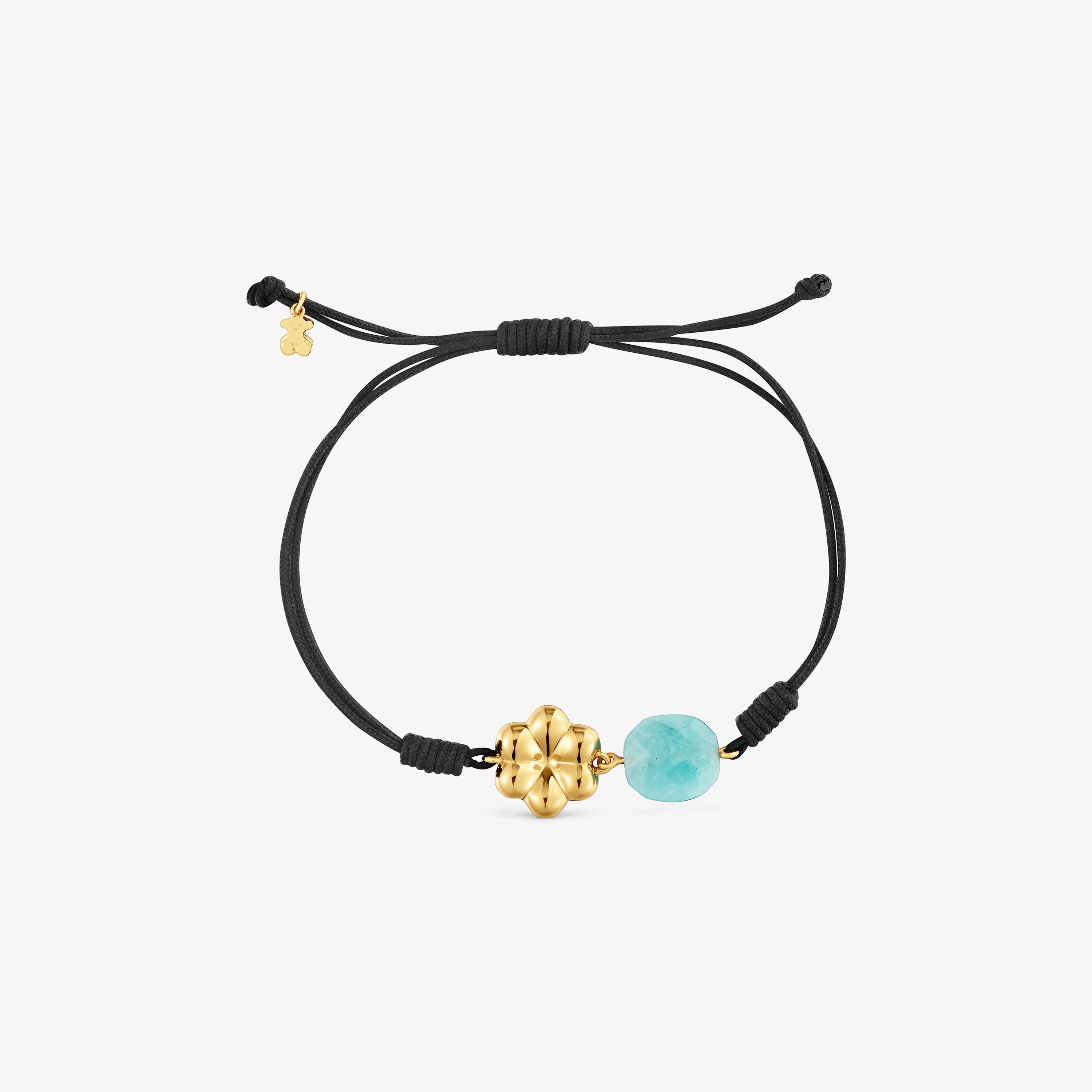 Nylon Bracelet with 18kt gold vermeil and amazonite TOUS Bold Motif