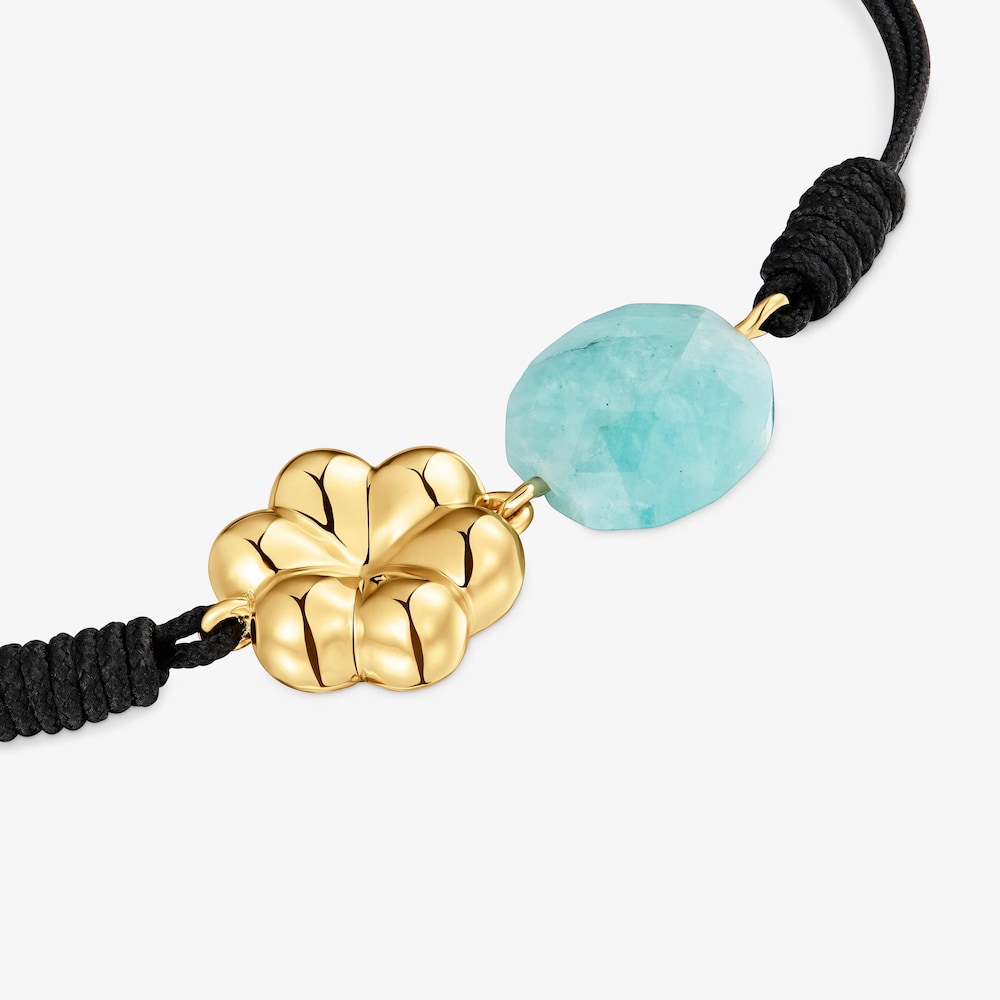 Pulsera de nylon con ba&ntilde;o de oro 18 kt sobre plata y amazonita Bold Motif
