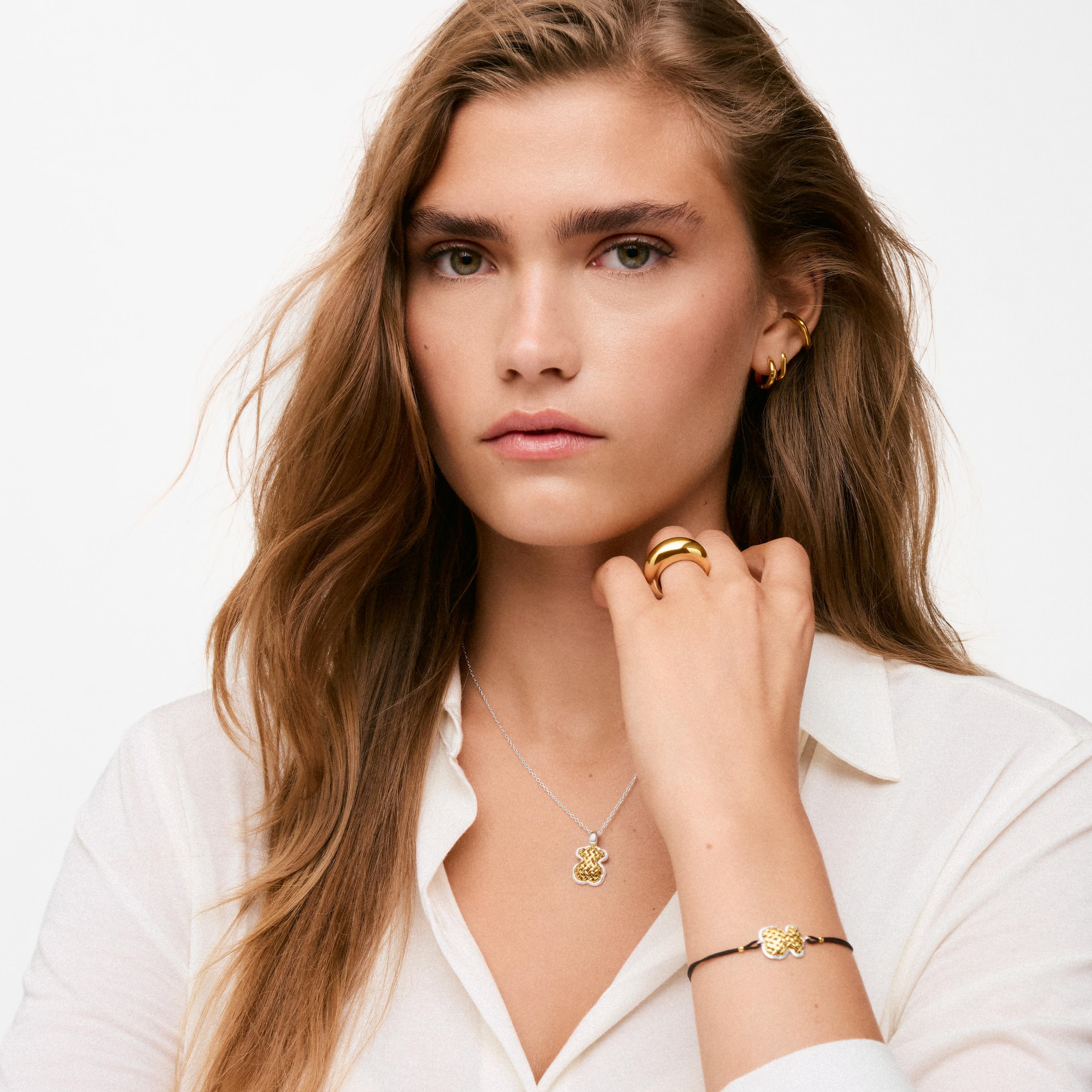 Two-tone bear Bracelet with nylon TOUS Pava