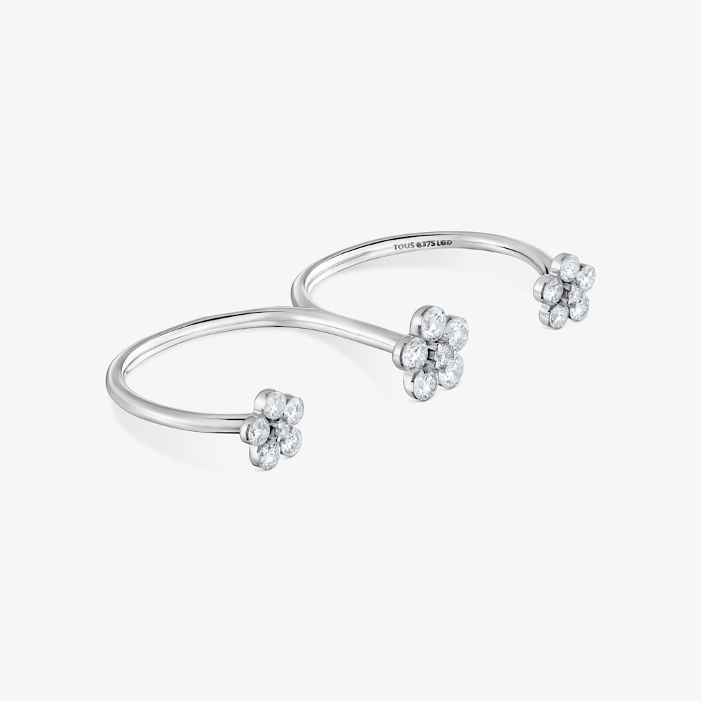 Anello doppio con fiore in oro bianco 9&nbsp;kt e diamanti creati in laboratorio TOUS Iris&eacute; LGD