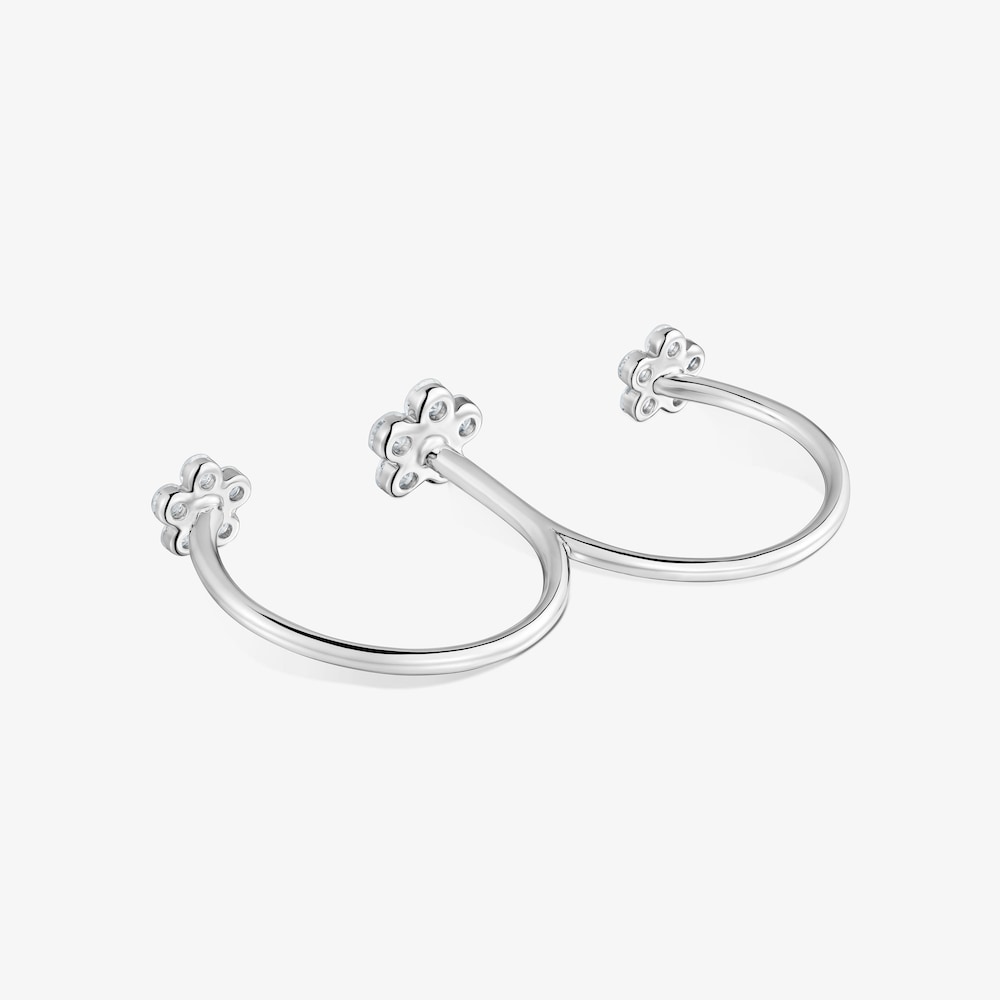 Anello doppio con fiore in oro bianco 9&nbsp;kt e diamanti creati in laboratorio TOUS Iris&eacute; LGD