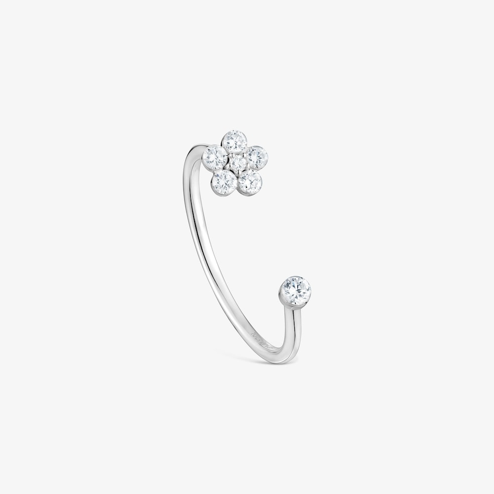 Anillo flor de oro blanco 9 kt y diamante creado en laboratorio TOUS Iris&eacute; LGD