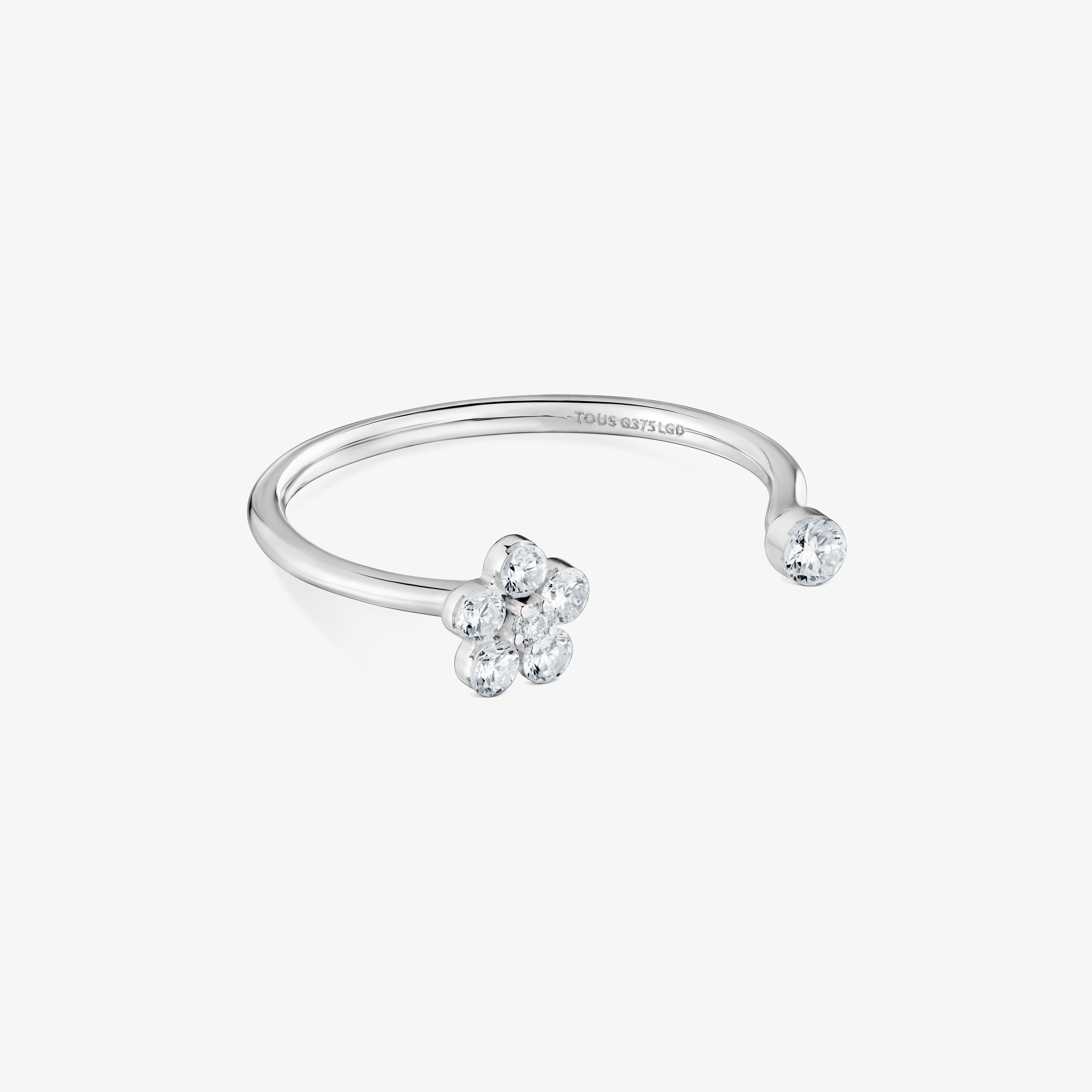 9kt white gold and lab-grown diamond flower Ring TOUS Irisé LGD