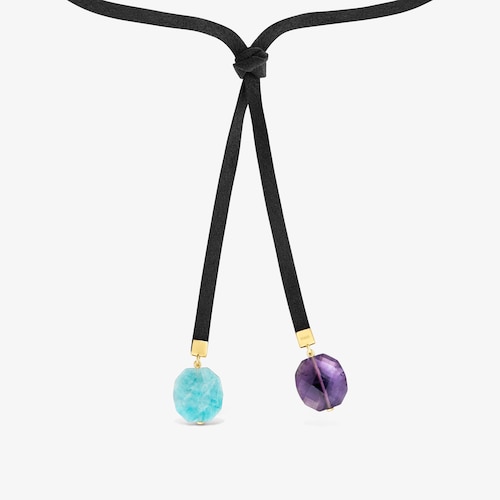 Collar de antelina, amazonita y amatista Bold Motif