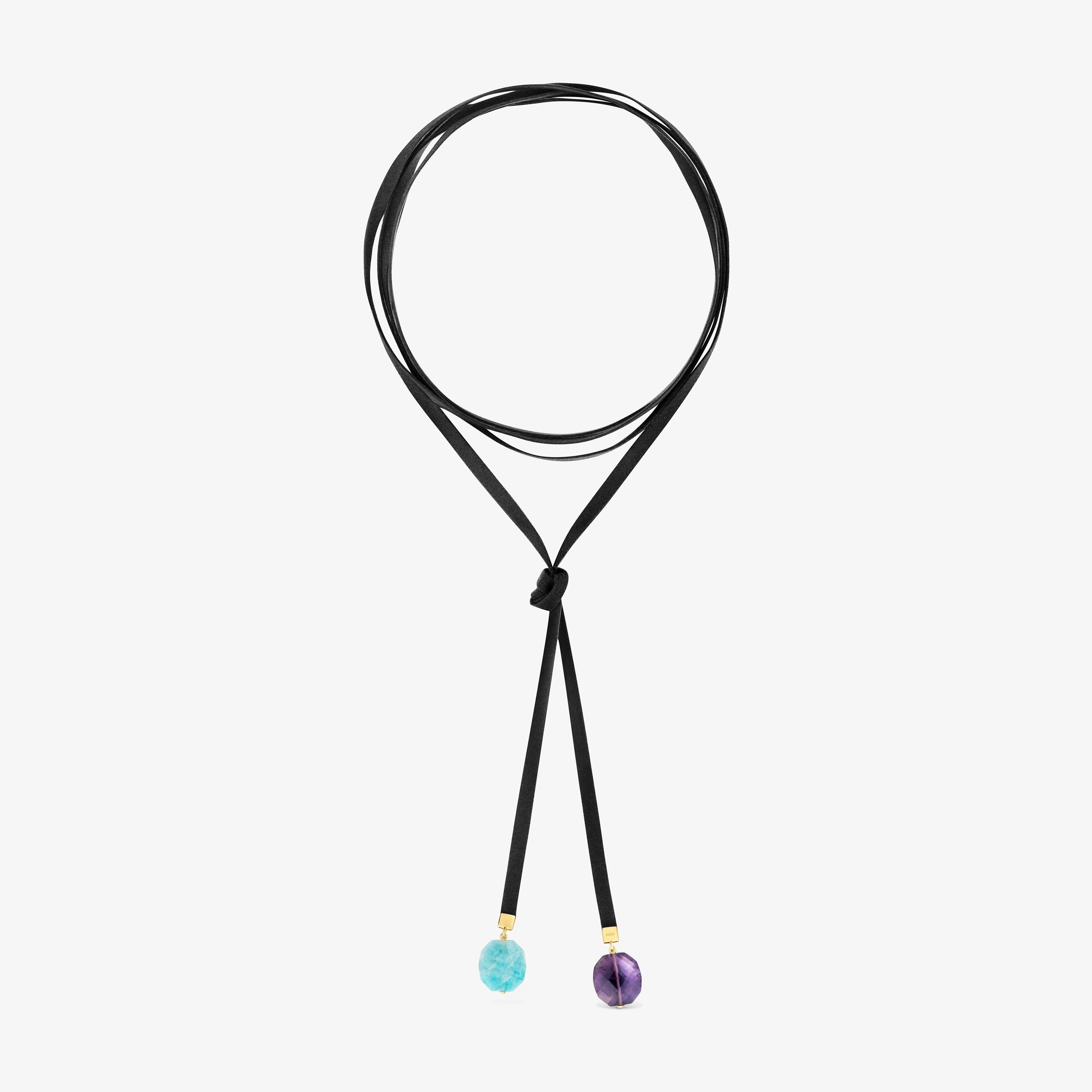 Suedette, amazonite and amethyst Necklace TOUS Bold Motif